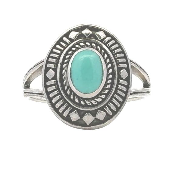 Natural Turquoise Ring 925 Sterling Silver US Size 7 - Picture 1 of 5